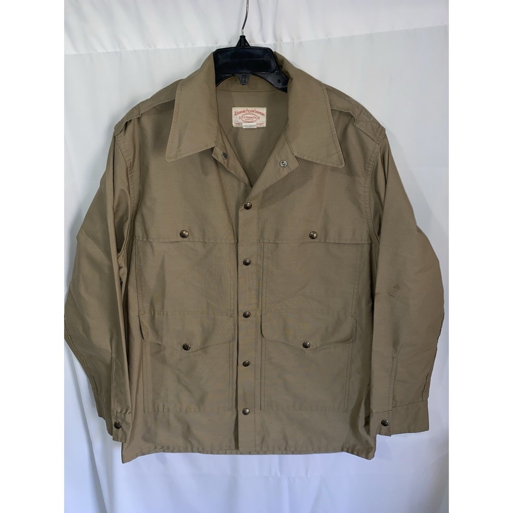 Vintage Filson Dry Tin Cloth Cruiser Shirt Jacket Mens 42 Khaki Work Hunting